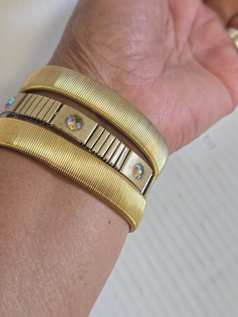 Vintage 60s 3-Piece Gold-tone Tobogas Expansion Bracelets